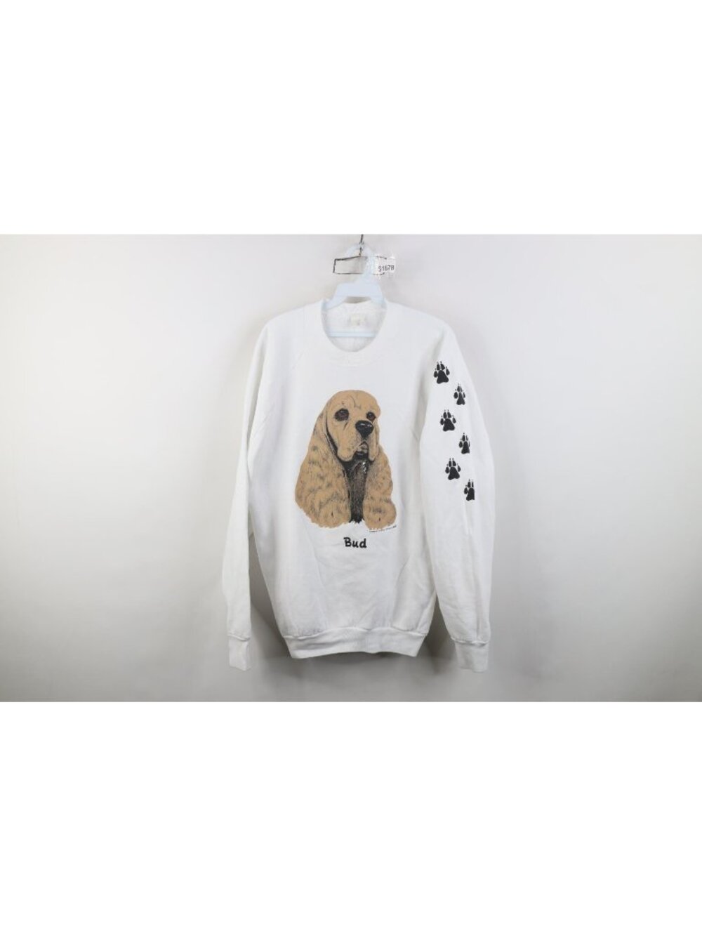 Vintage 90s Streetwear Womens XL Bud Cocker Spaniel Dog Crewneck Sweatshirt USA